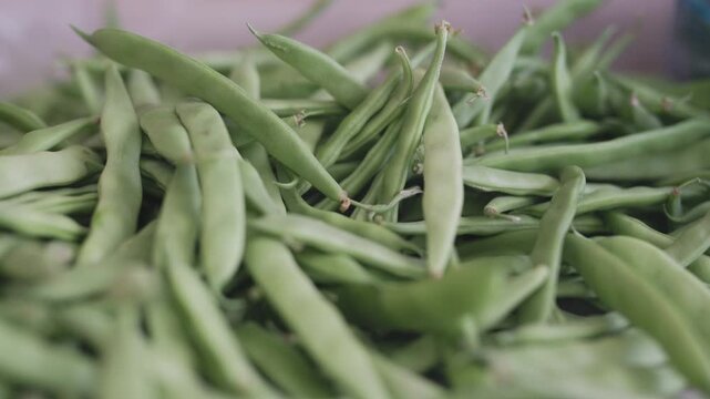 Close-up of fresh raw green beans