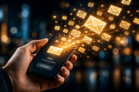 Digital email communication on smartphone