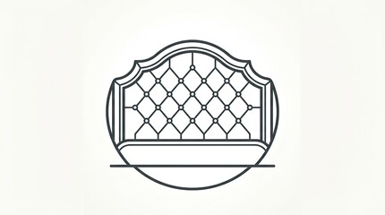 Naklejka premium Tufted bed headboard line art icon for hotel interior design and furniture branding