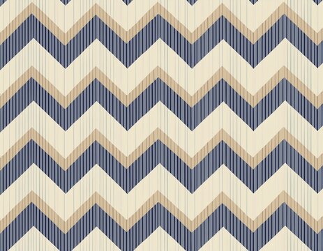seamless geometric zigzag pattern in beige and blue tones