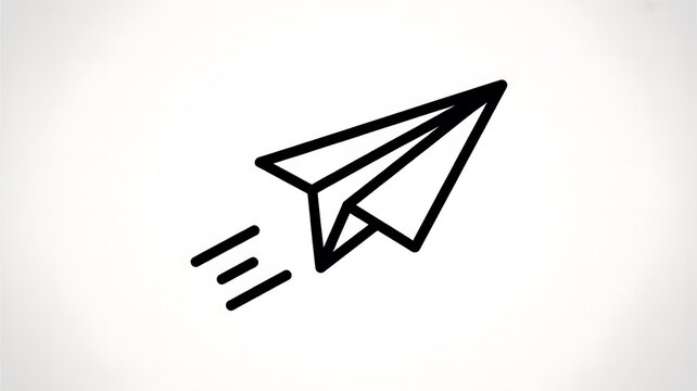 Black paper airplane icon flying fast
