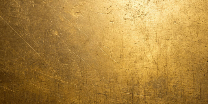 Brushed brass texture with warm side lighting and subtle scratches creating a luxurious metallic background