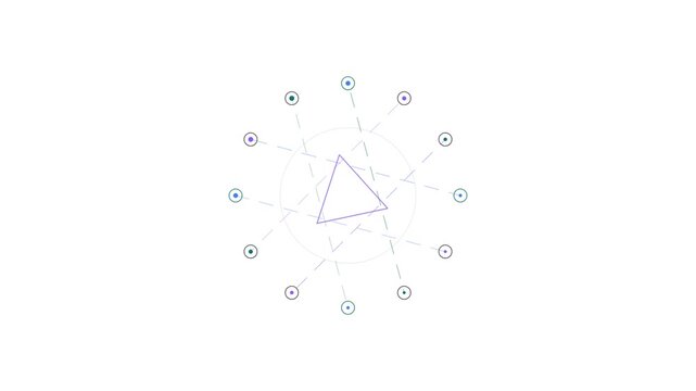 Abstract geometric technology network diagram with triangle and nodes on white background