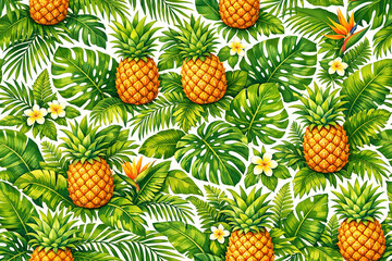 Fototapeta premium Pineapple Palm Leaf Pattern