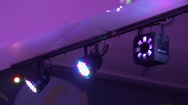 Ceiling lights in a disco in 4k