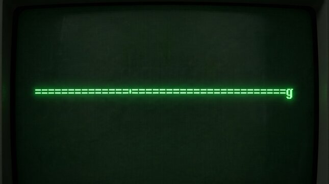 Retro green computer screen with a glowing progress bar, vintage technology display, digital loading indicator, nostalgic computing interface for data processing and system updates