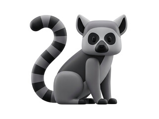 Obraz premium Cute ring tailed lemur 3D character icon isolated on white background