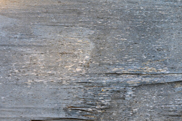 Naklejka premium Wooden texture reflecting natural light creates a serene, rustic ambiance in a quiet outdoor setting