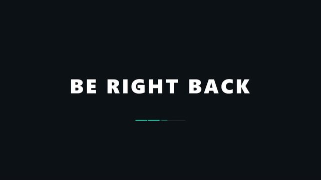 Animated Be Right Back Screen with Digital Glitch Effect and Loading Progress Bar for Streamers