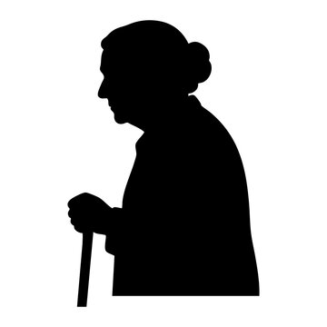Vector silhouette of a grandmother