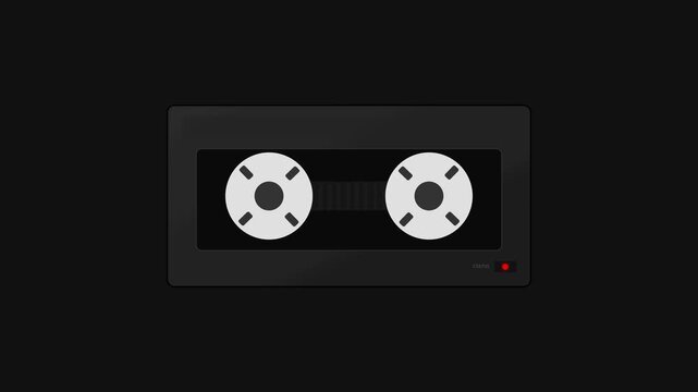 Minimalist Retro Audio Cassette Tape Animation with Spinning Reels and Status Indicator Light