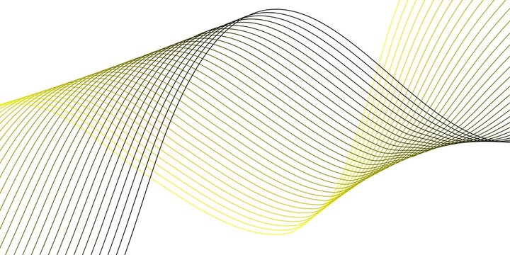 Dynamic Overlapping Yellow and Black Wave Lines Abstract Art