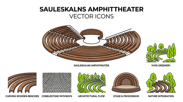 Amphitheater Vector Icons Set