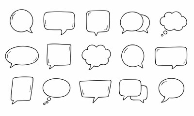 Fototapeta premium Hand Drawn Speech Bubble Set with Chat, Dialogue and Thought Callouts