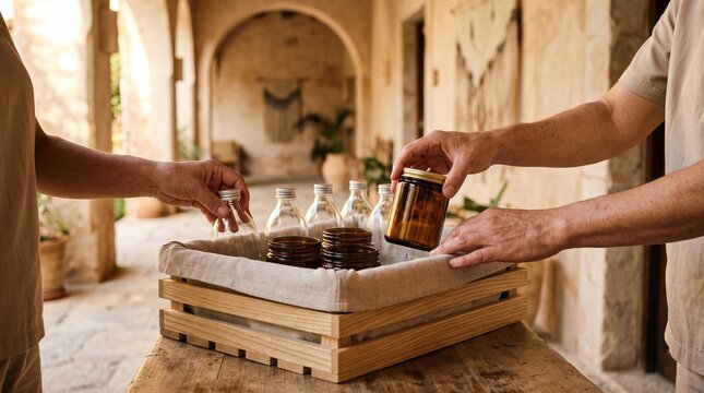 Reusable amenity containers return to hotel service loop
