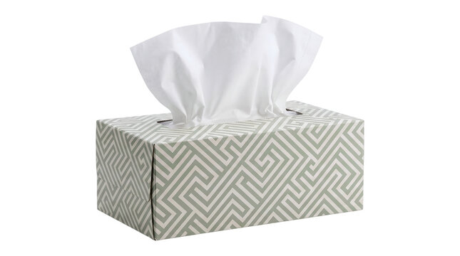 Decorative Tissue Box with White Tissue PNG on Transparent Background for Home Office and Hygiene