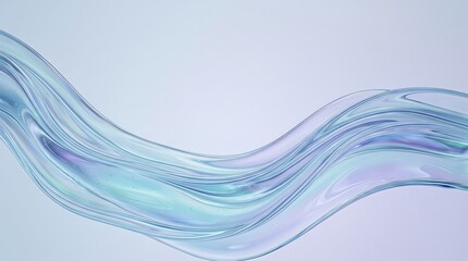 Obraz premium Abstract fluid waves, iridescent blue liquid stream, glass texture, motion blur style, sleek modern 3D background