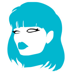 Flat colors - portrait of a girl with blue hair