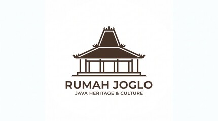 Obraz premium Javanese Joglo House Logo Representing Traditional Indonesian Architecture