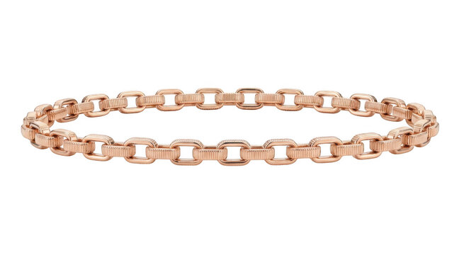 Rose gold chain bracelet isolated on transparent background