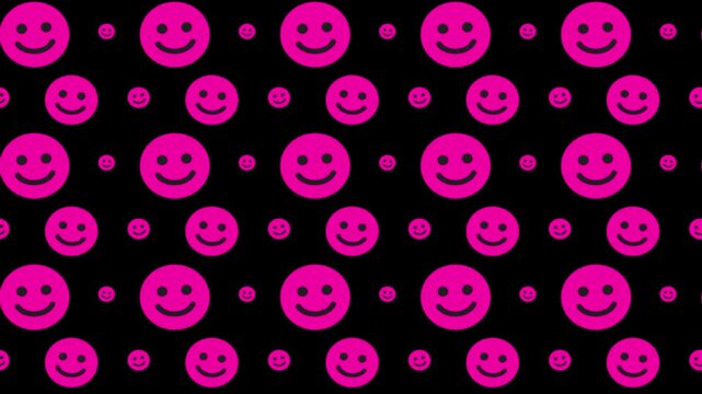 Vibrant Pink Smiley Face Pattern Seamless Background for Digital Projects 4k Motion Loop