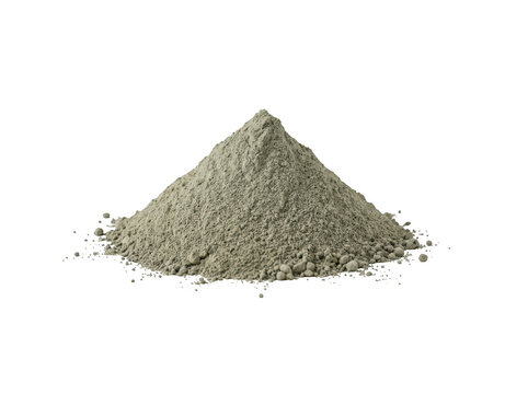 A pile of fine grey cosmetic clay powder isolated on transparent background