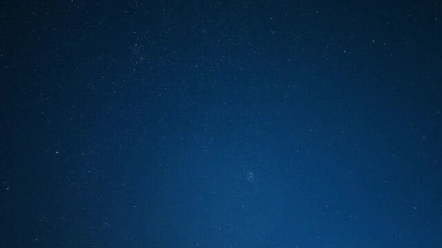 timelapse of starry sky with perseid meteor showers in dark blue night sky