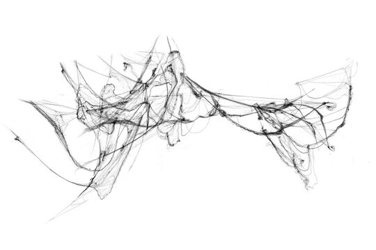 Tangled spider's web on isolated white background for Halloween design. Black cobweb for applying in multiply blend mode on any concept