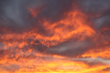 Fototapeta premium vibrant orange cloudscape at sunset 