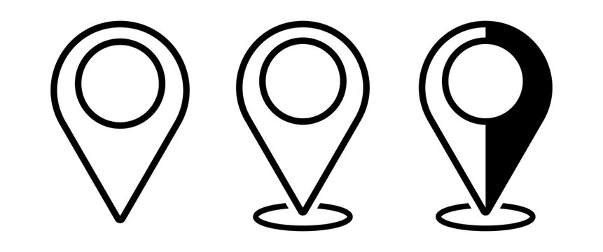 Outline Location Pin Icon Set Map Marker Line Navigation UI Symbol