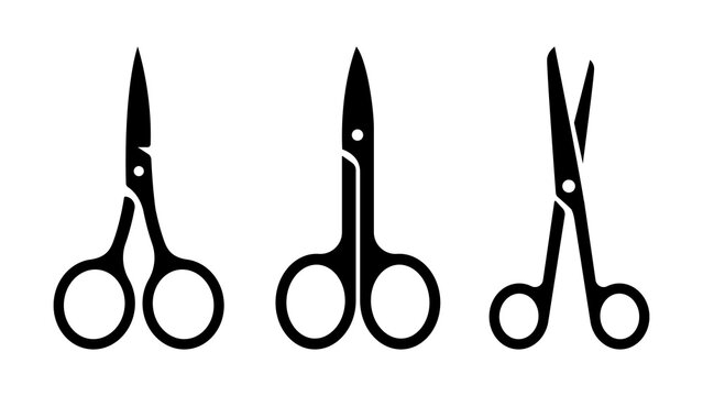 Black Scissors Silhouette Set Barber And Tailor Craft Icon
