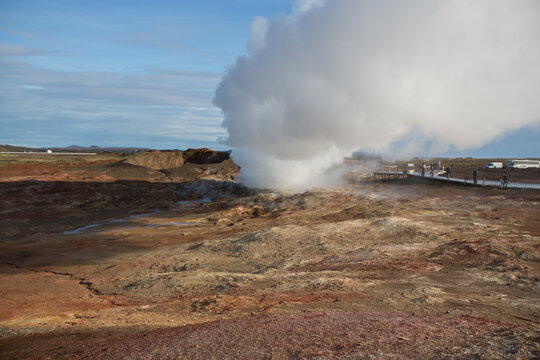 Geothermal power plant Gunnuhver in south west Iceland
