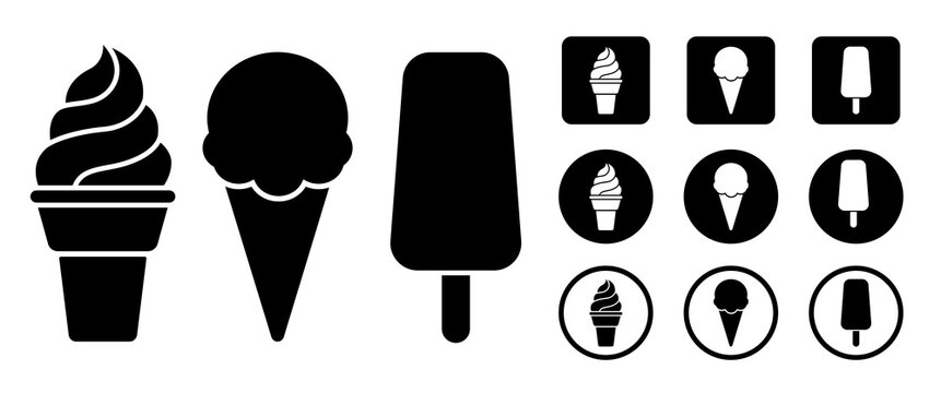Black Ice Cream Icon Set Dessert Symbol Map And Navigation UI Button