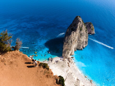 Breathtaking Myzithres rock formations along the crystal-clear coastline of Zakynthos, Greece