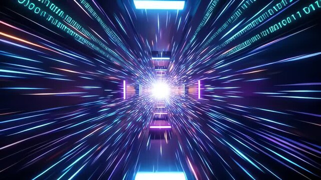 Digital cyberspace with particles and data network connections concept