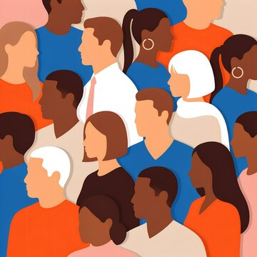 Diverse group of people in profile view representing community and social connection