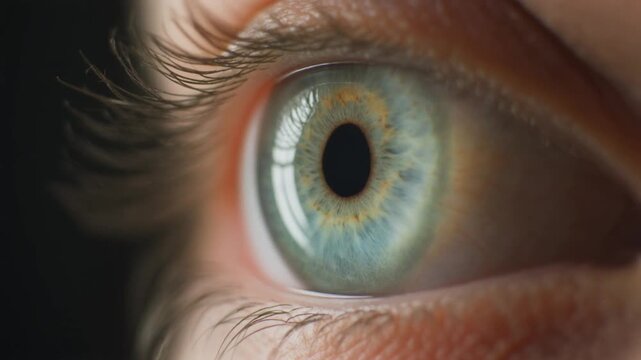 Extreme macro footage of a single beautiful healthy human eye with a delicate light-green iris for national eye exam month