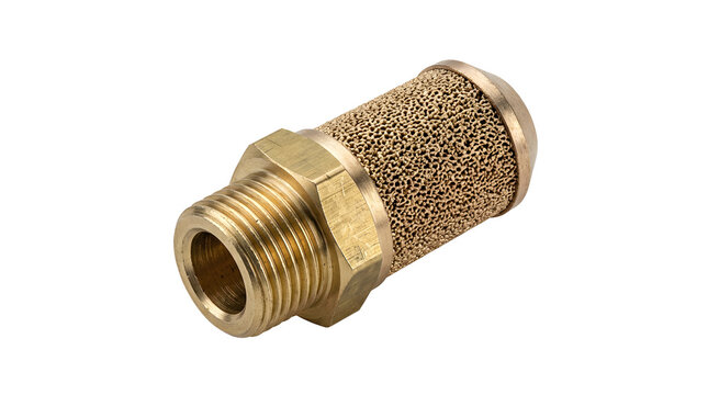 Brass silencer exhaust filter for pneumatic air valves and industrial sound control.
