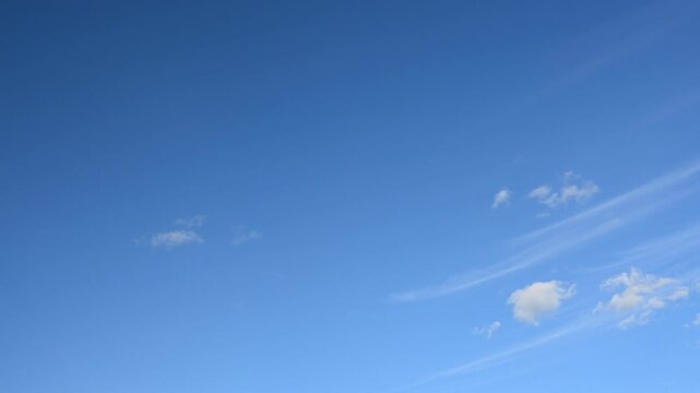 timelapse of cirrus and cumulus clouds in a high blue sky