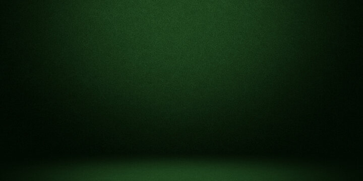 Green studio background with overhead spotlight creating circular glow on floor for product presentation in professional photography scene setup idea