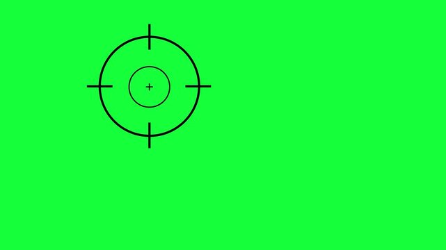 Crosshair reticle target icon animation on a transparent background with alpha channel. Animated of military training target icon gun aim, sniper target concept