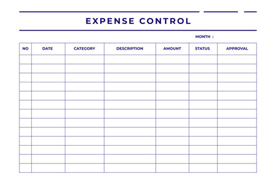 Expense control sheet monthly business finance budget template