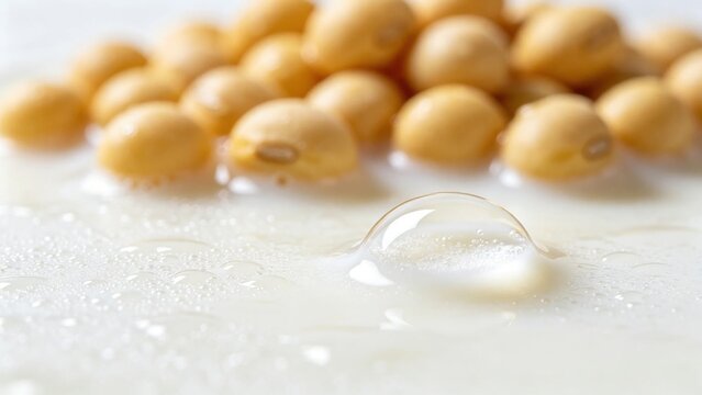 Condensation On Soy Milk Glass, Fresh Vegan Hydration.