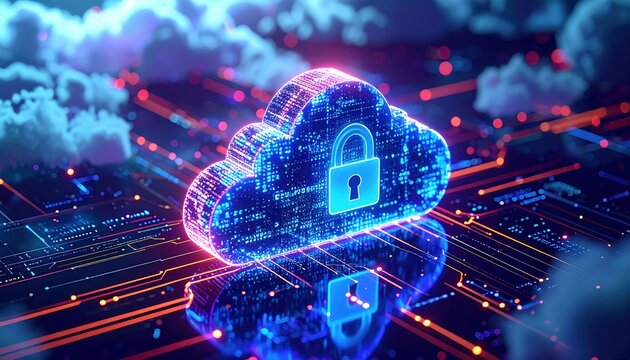 Secure cloud computing concept with encrypted data symbols