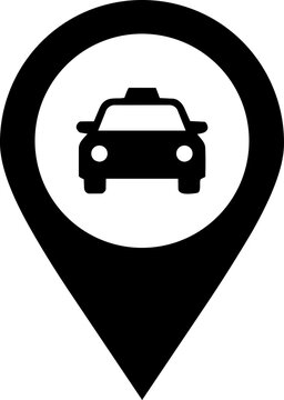 Taxi Service Map Pin Location Icon, Taxi Icon