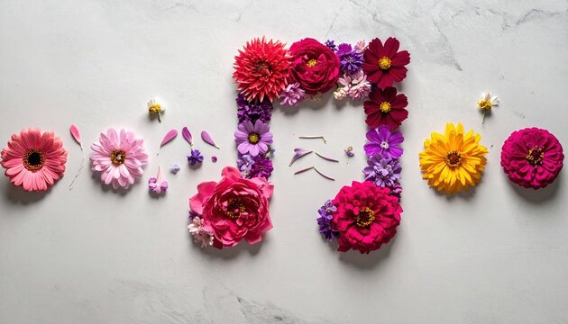 Flowers arranged like musical notes, spring creativity concept