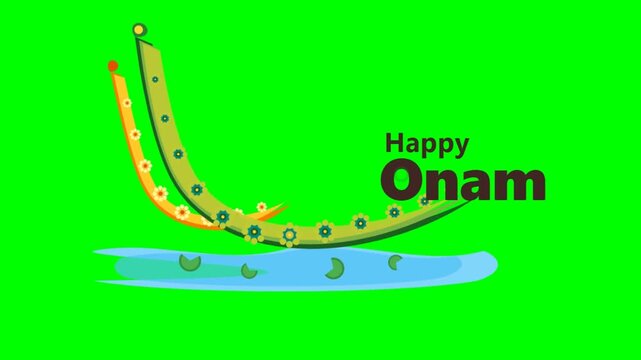 Traditional boat racing animation against vibrant green background