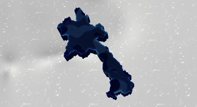 Laos 3d Map Reflected Animation With Digital Background