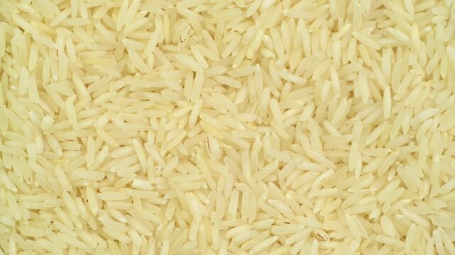 Rice close-up, top view, rotating 