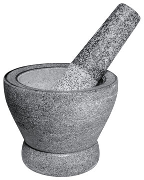 Gray stone mortar and pestle